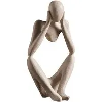 Abstract Tabletop Meditator Statue - Beige, Resin