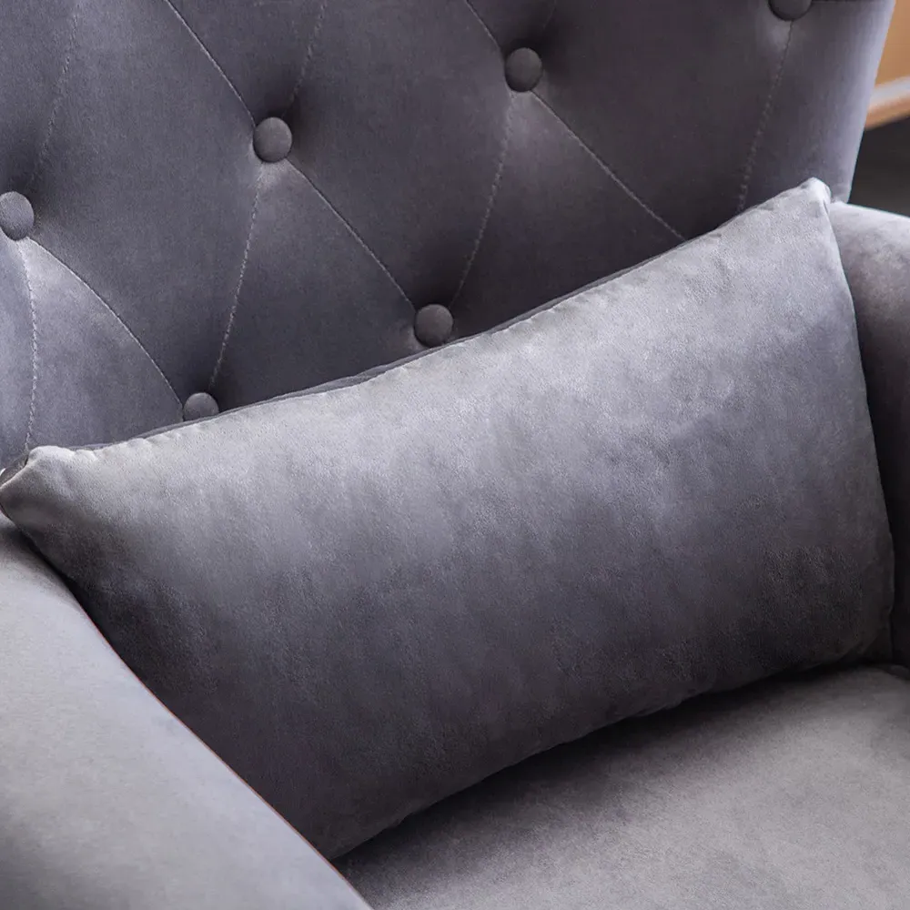 Accent Armchair with Cushion - Grey, Velvet