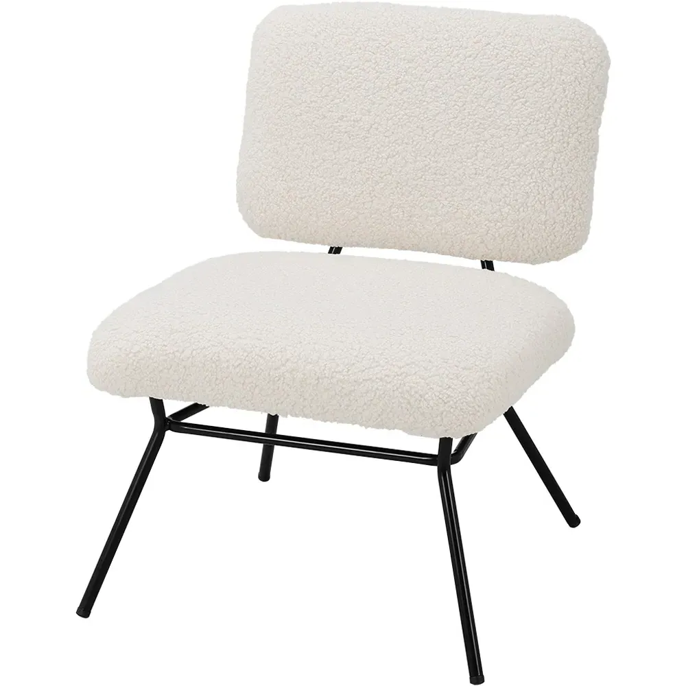 Accent Chair - White, Faux Wool