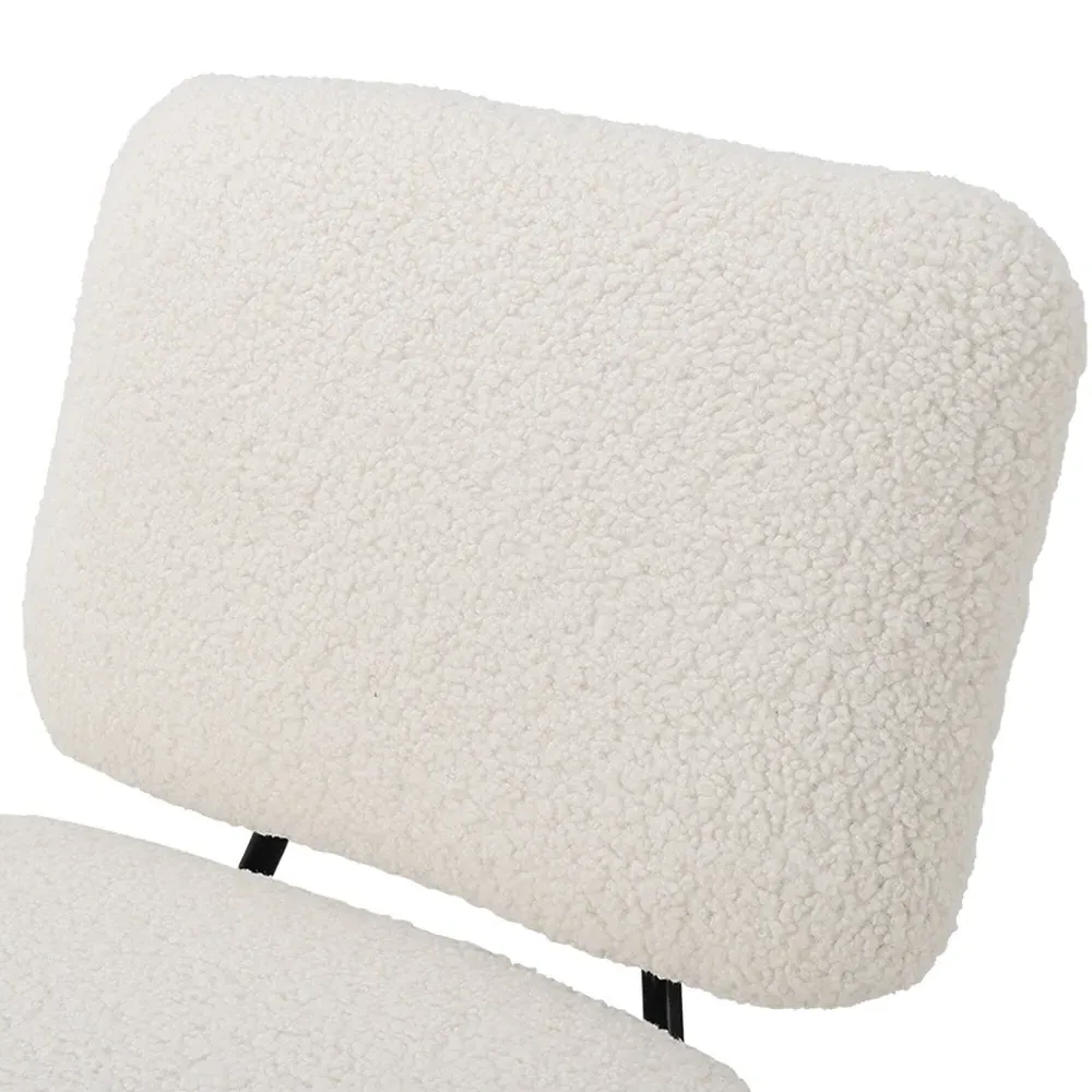 Accent Chair - White, Faux Wool