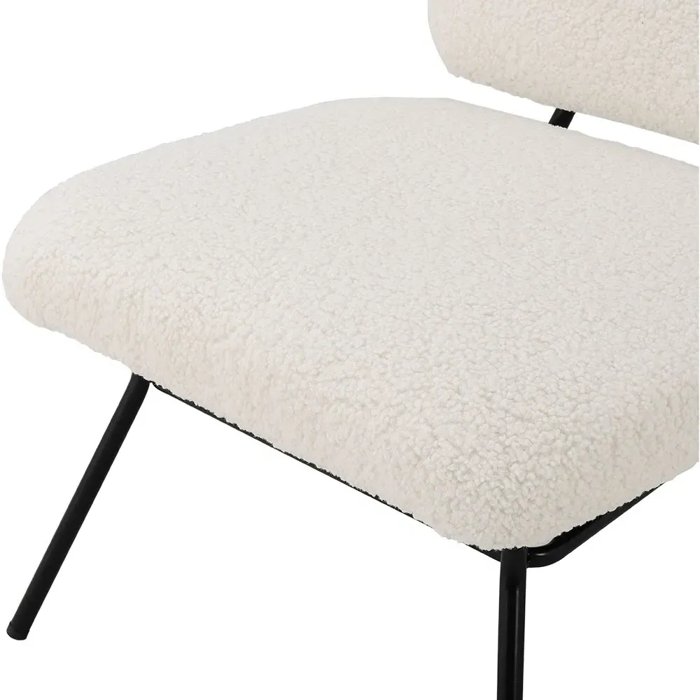 Accent Chair - White, Faux Wool