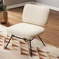 Accent Chair - White, Faux Wool