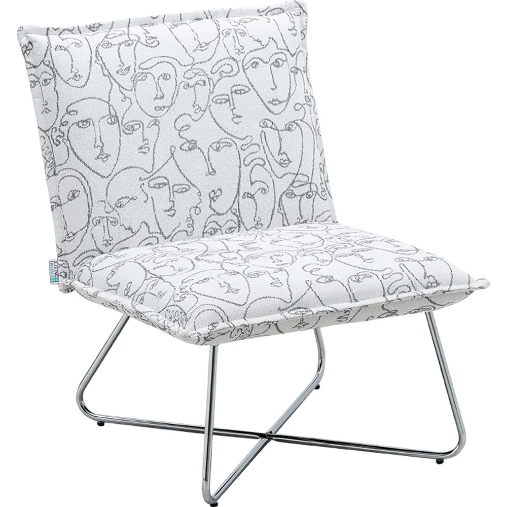Accent Chair with Metal Base - White, Linen