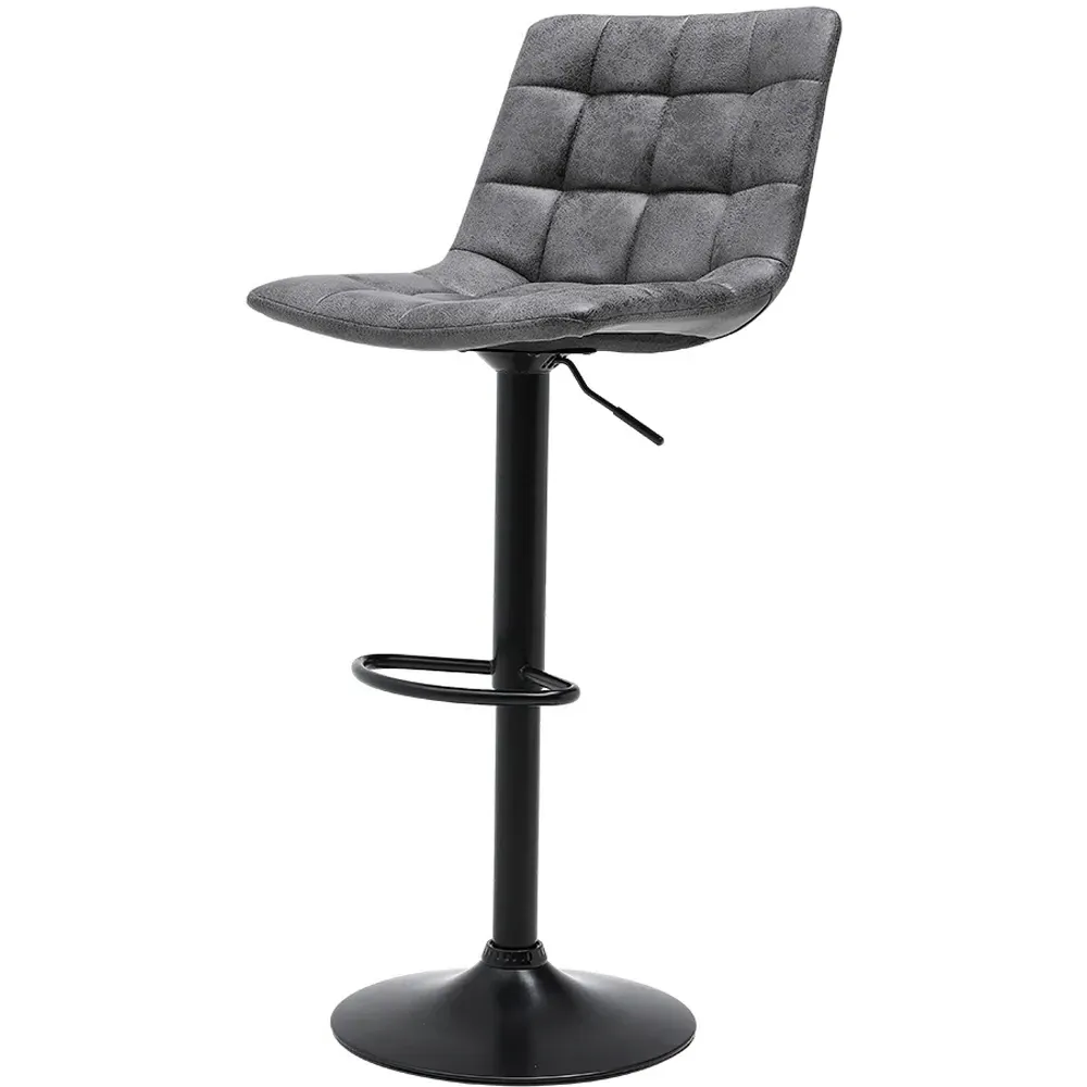 Adjustable Bar Stool Set of 2 - Black, Faux Leather