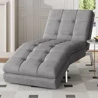 Adjustable Chaise Lounger - Grey, Fabric