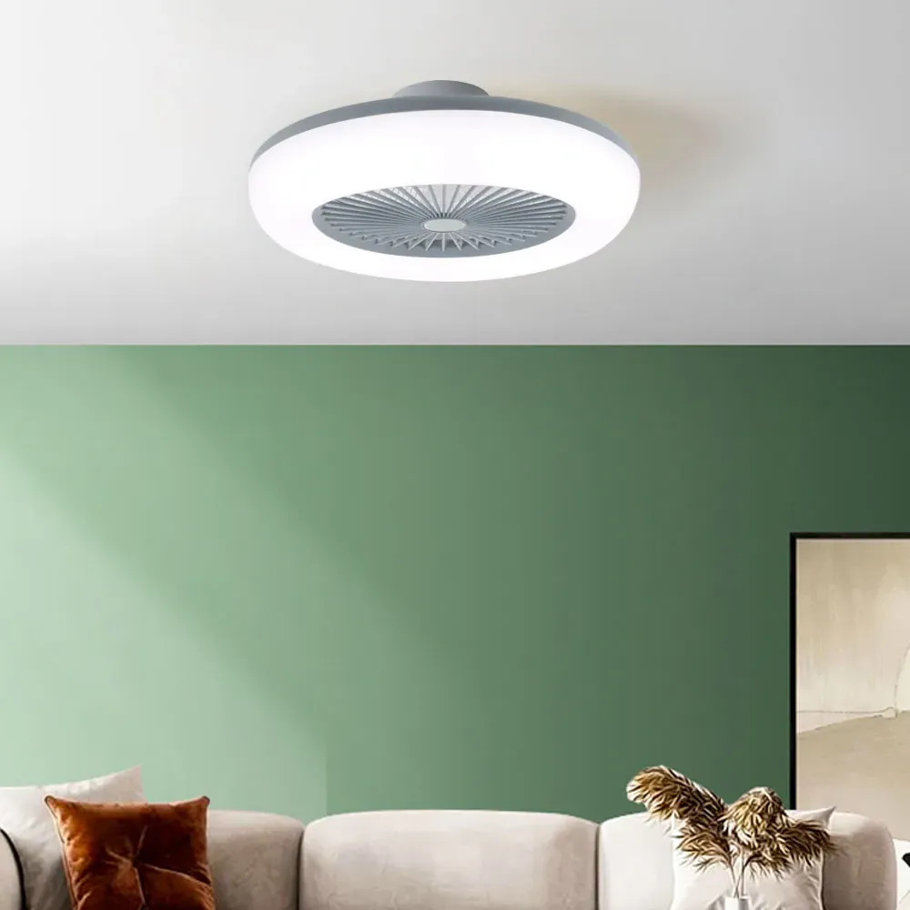 Adjustable Round Ceiling Fan with Light - White