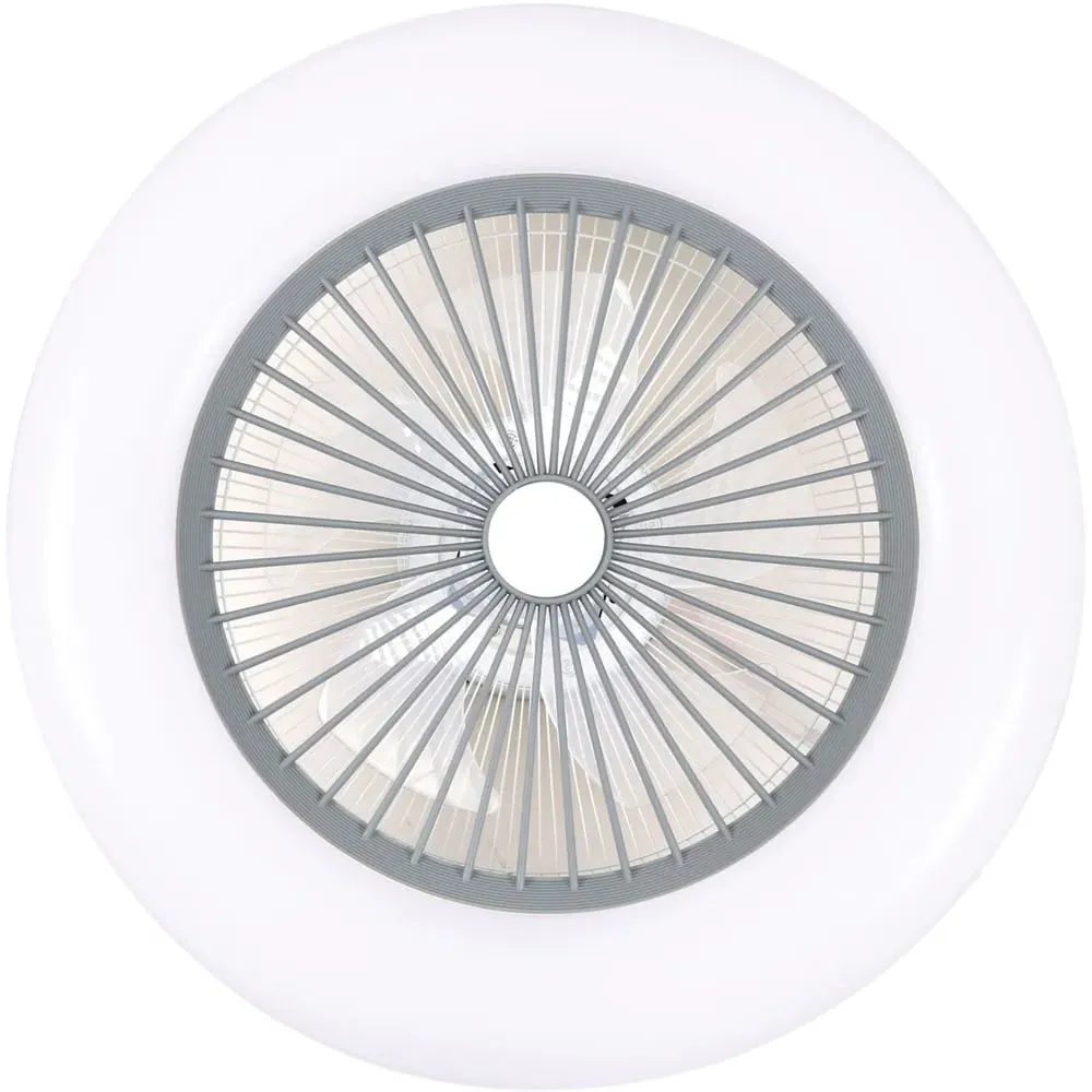Adjustable Round Ceiling Fan with Light - White image