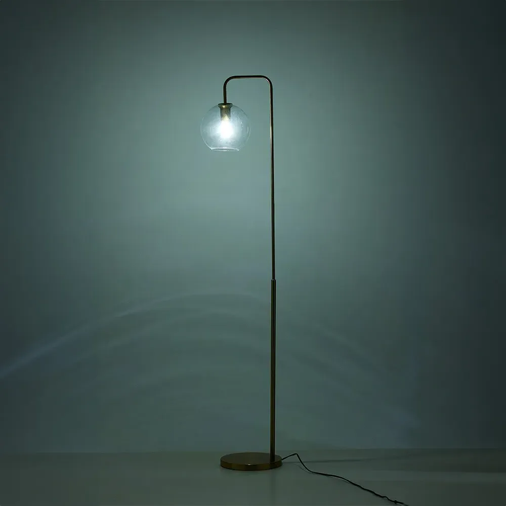 Arched Arm Floor Lamp with Foot Switch - Gold, Metal