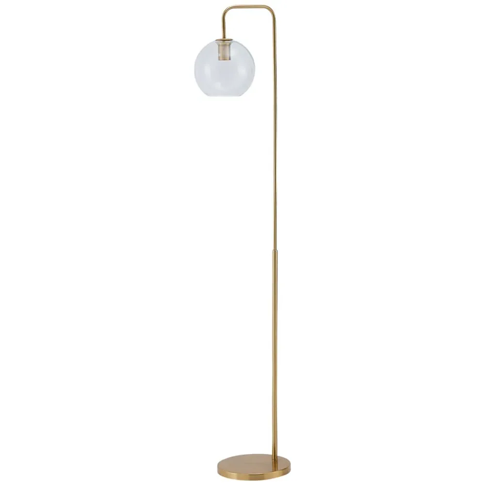 Arched Arm Floor Lamp with Foot Switch - Gold, Metal