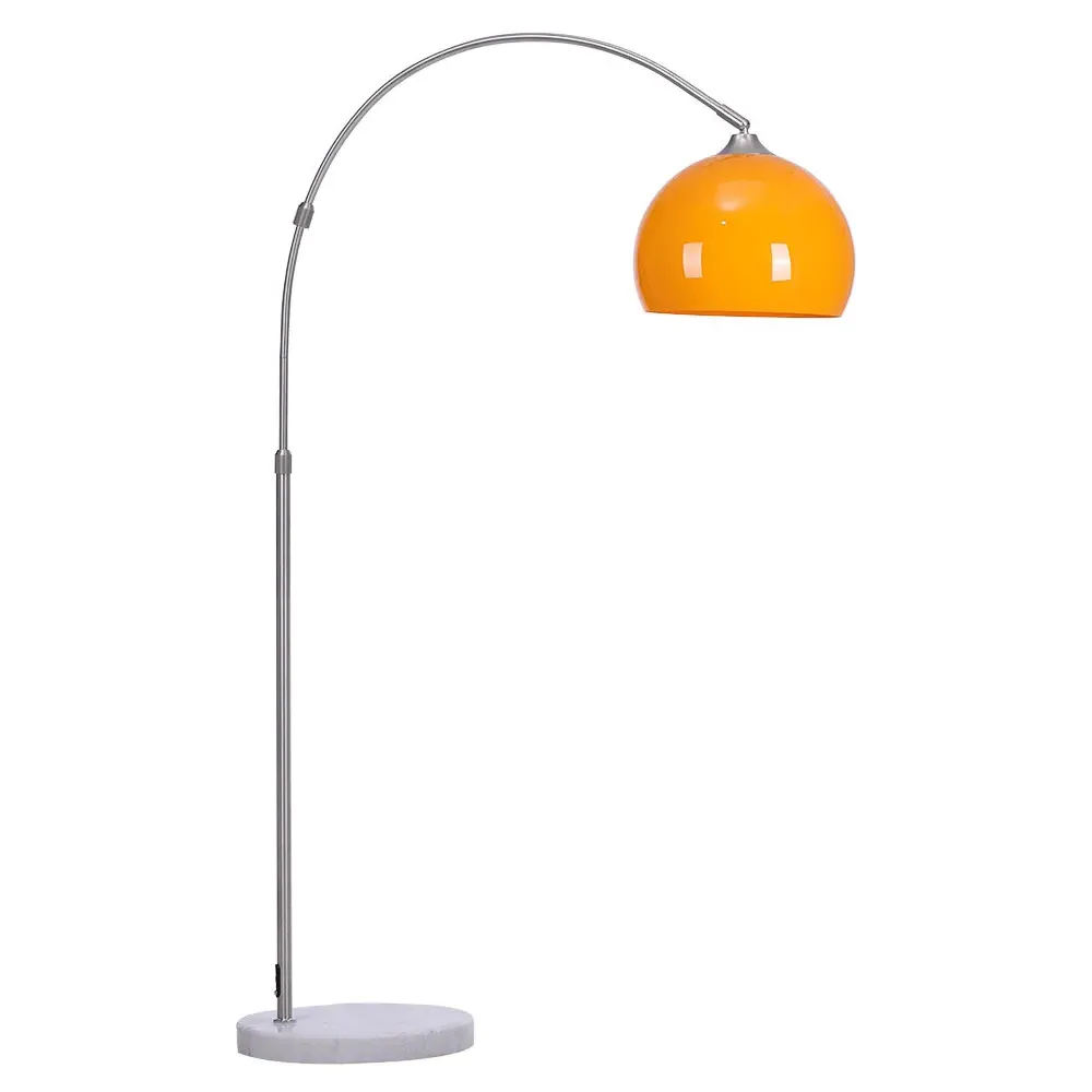 Arched Floor Lamp with Marble Base - Orange, Chrome