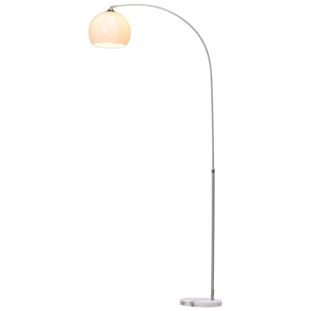 Arched Floor Lamp with Marble Base - White