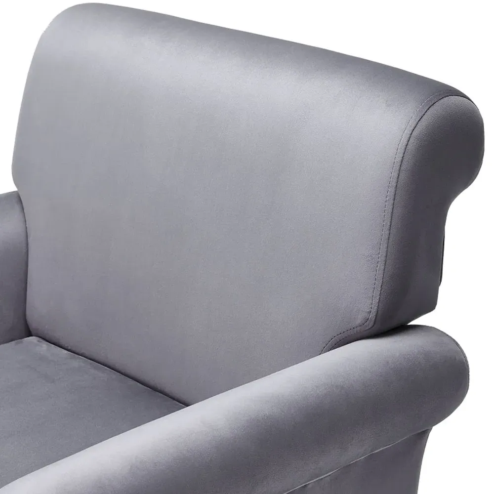 Armchair with Flared Arms - Grey, Velvet