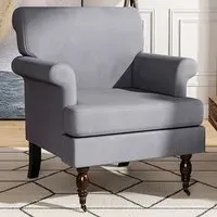 Armchair with Flared Arms - Grey, Velvet
