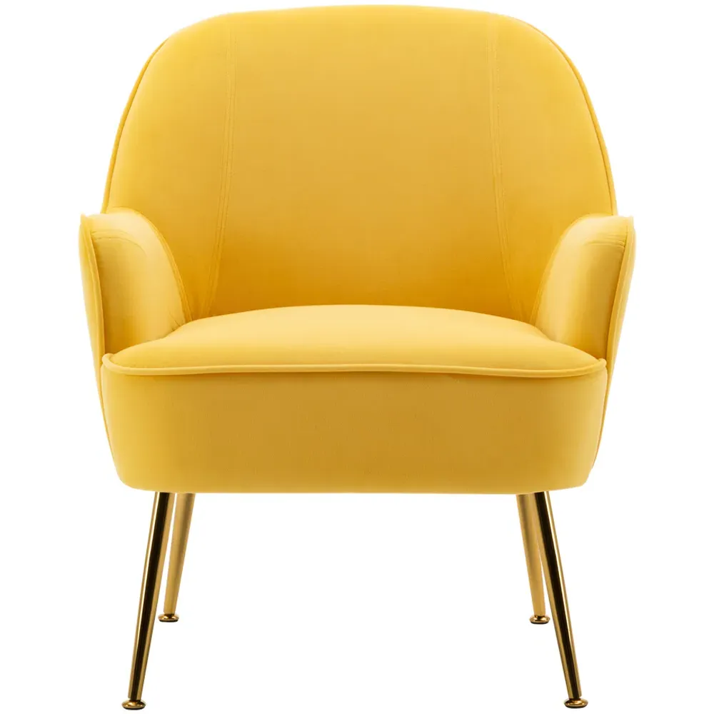 Armchair with Gold Legs - Yellow, Velvet