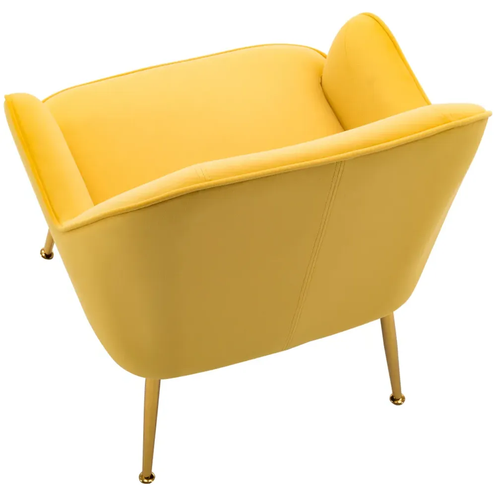 Armchair with Gold Legs - Yellow, Velvet