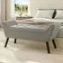 Armed Bench with Button Tufting - Grey, Velvet