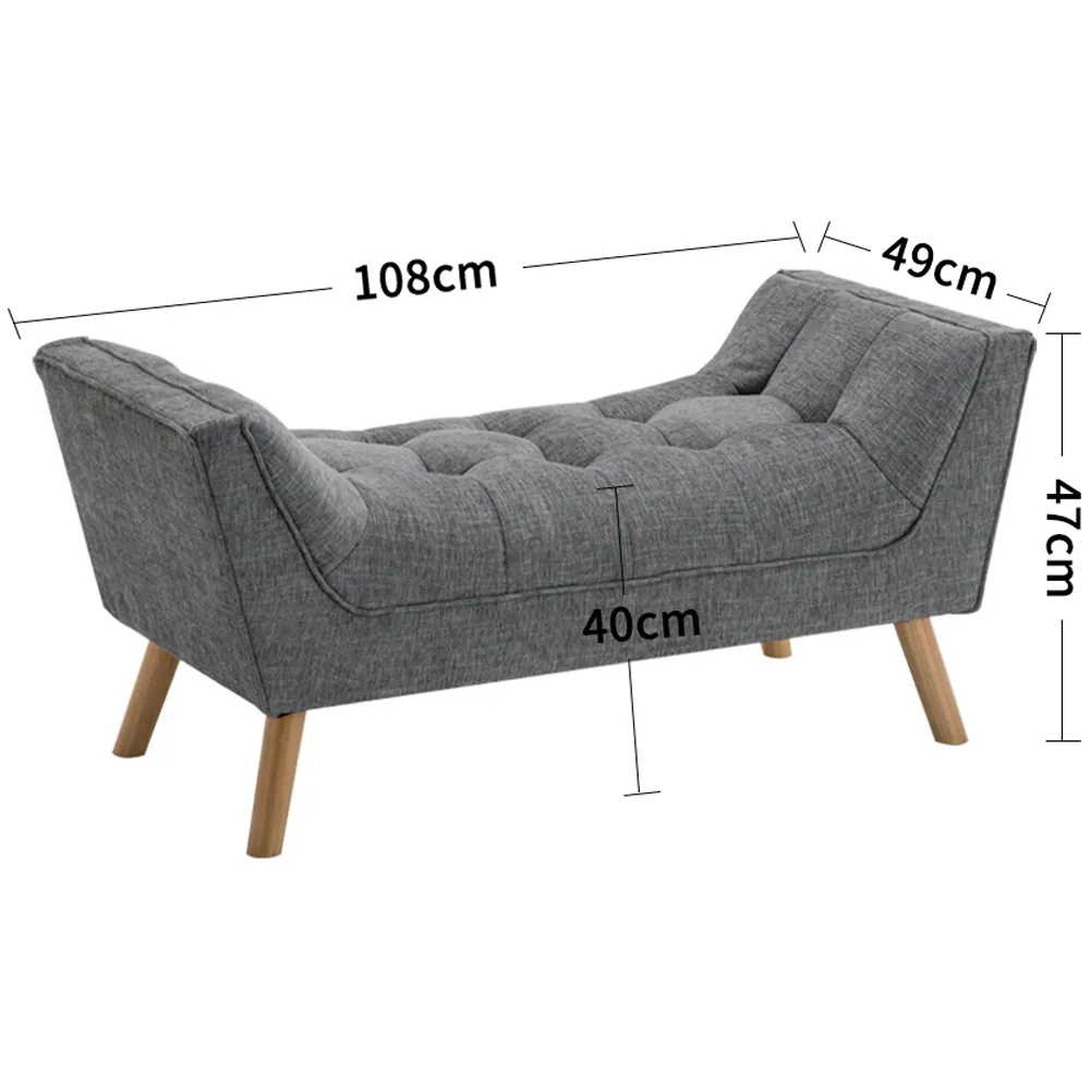 Armed Upholstered Bench - Dark Grey, Chenille