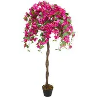 Artificial Bougainvillea Tree with Spiral Trunk - Red, Multi