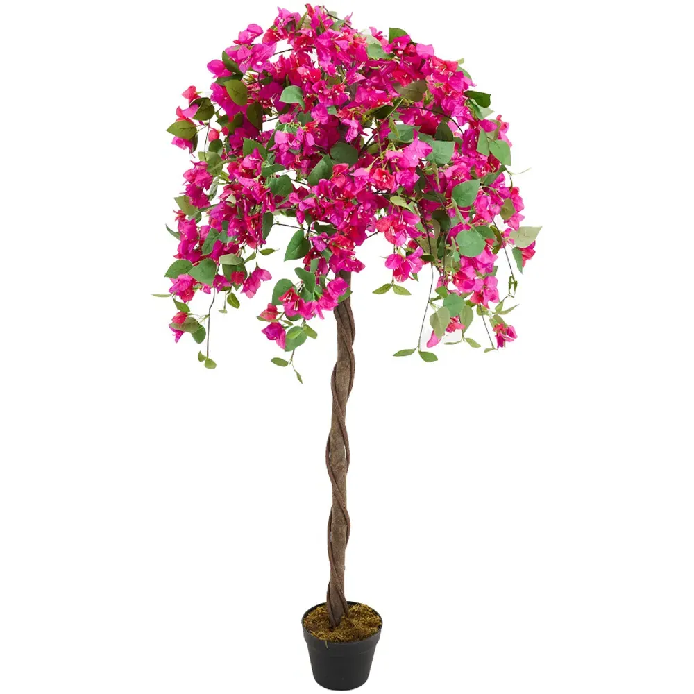 Artificial Bougainvillea Tree with Spiral Trunk - Red, Multi image