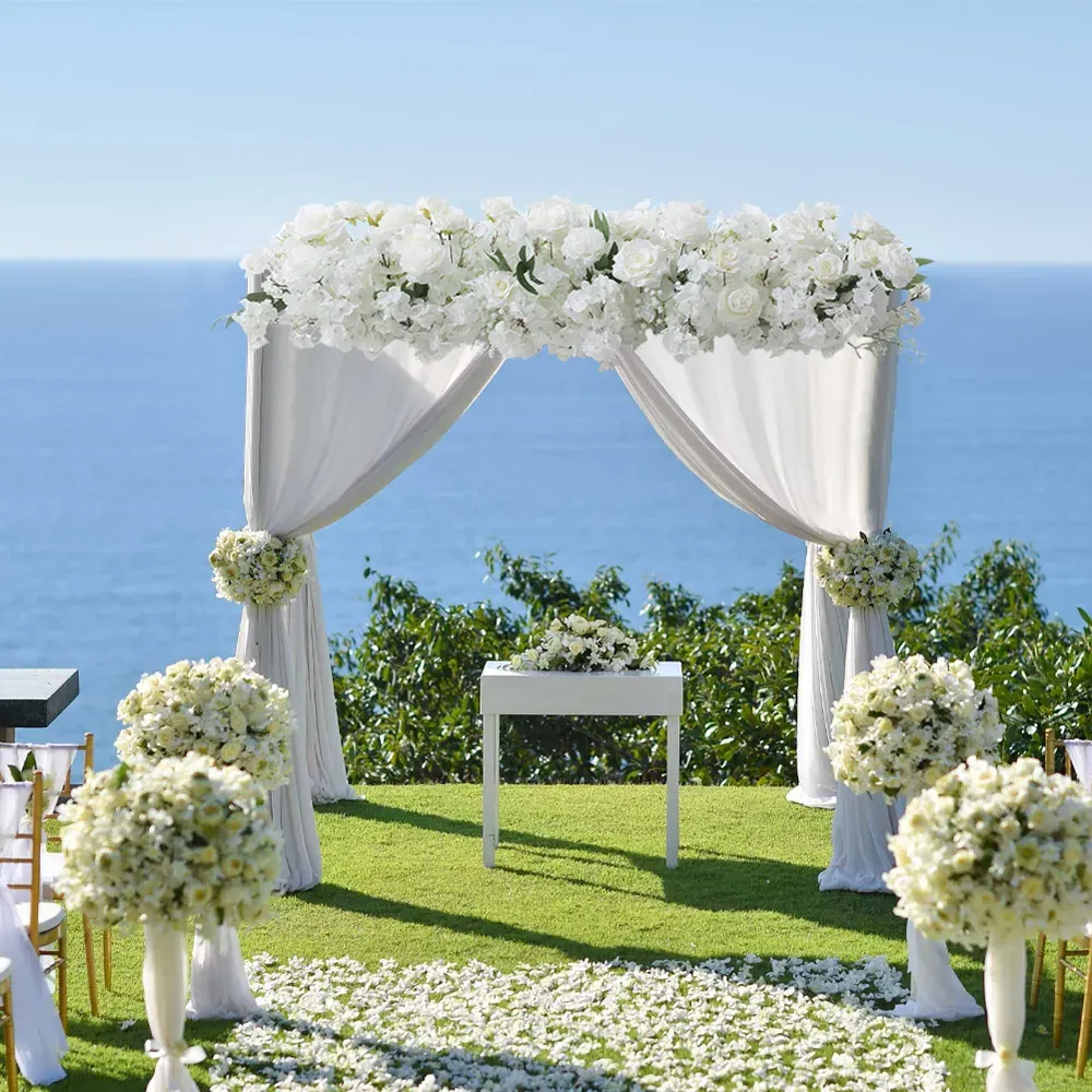 Artificial Cherry Blossom Rose Garland - White