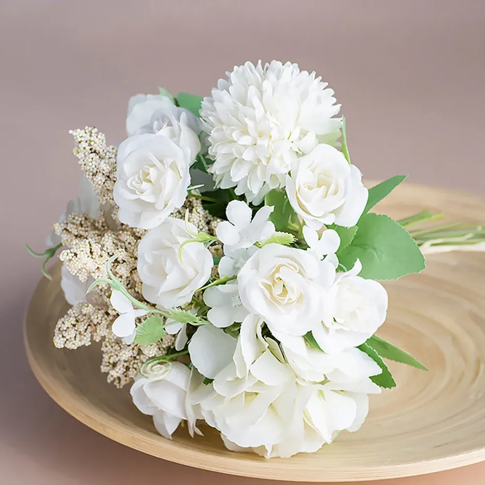 Artificial Mixed Flowers Bouquet 20cm - White