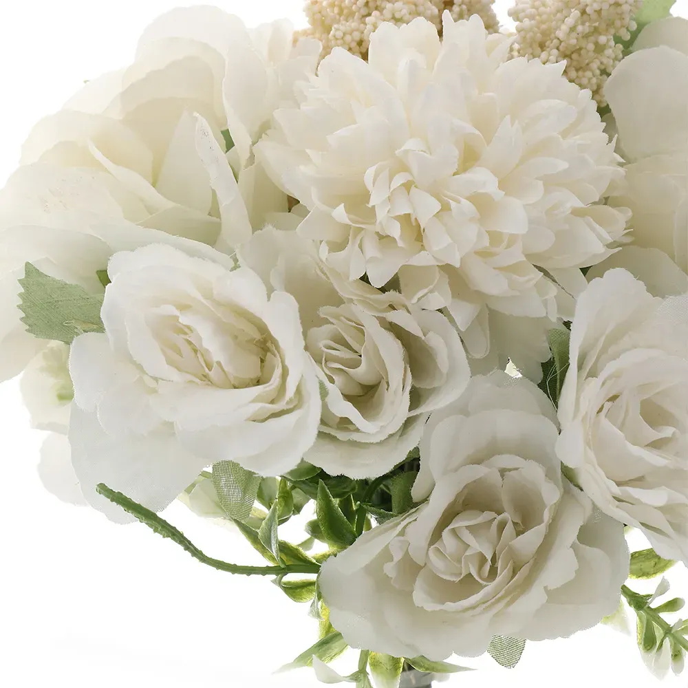 Artificial Mixed Flowers Bouquet 20cm - White