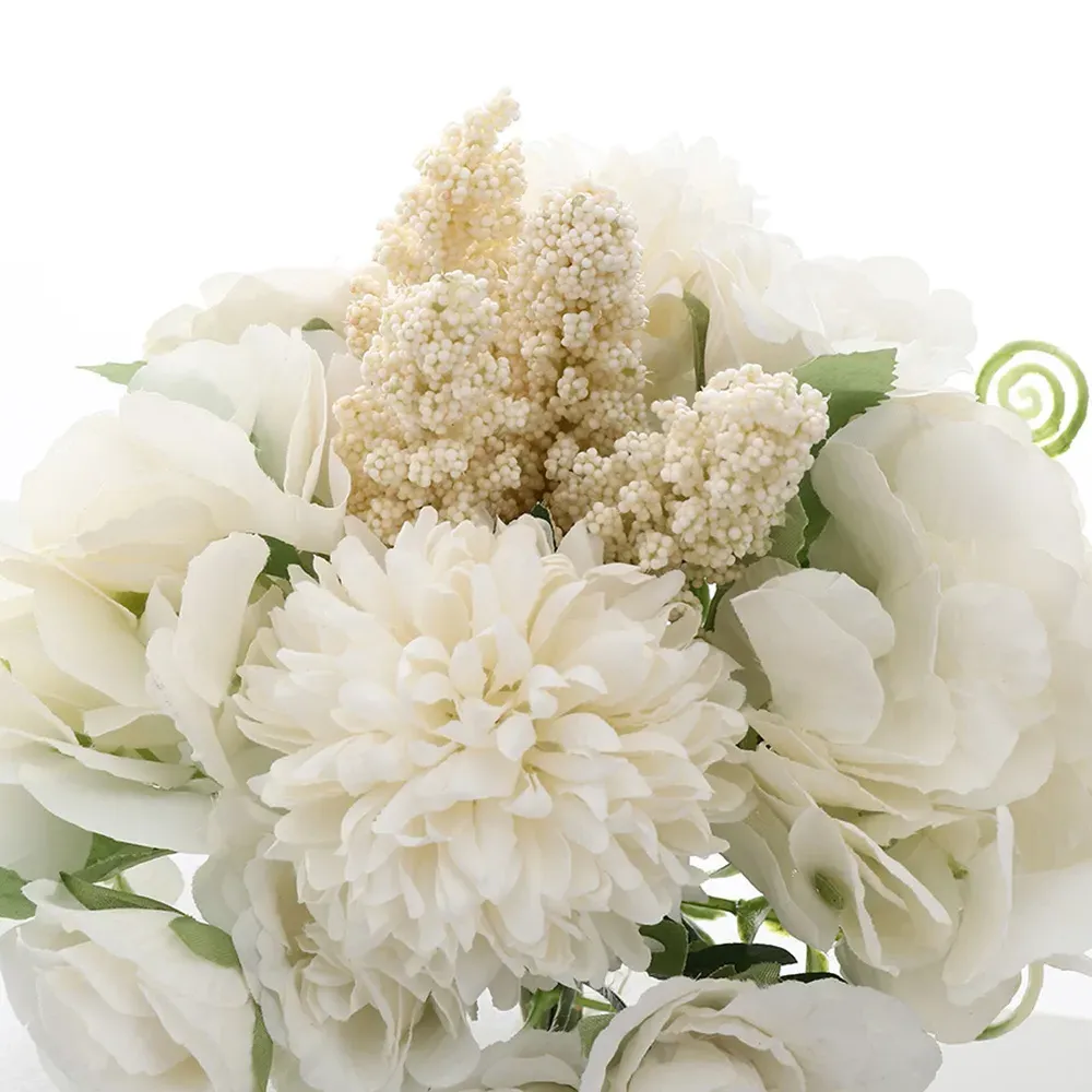 Artificial Mixed Flowers Bouquet 20cm - White