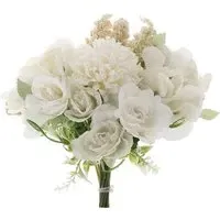Artificial Mixed Flowers Bouquet 20cm - White