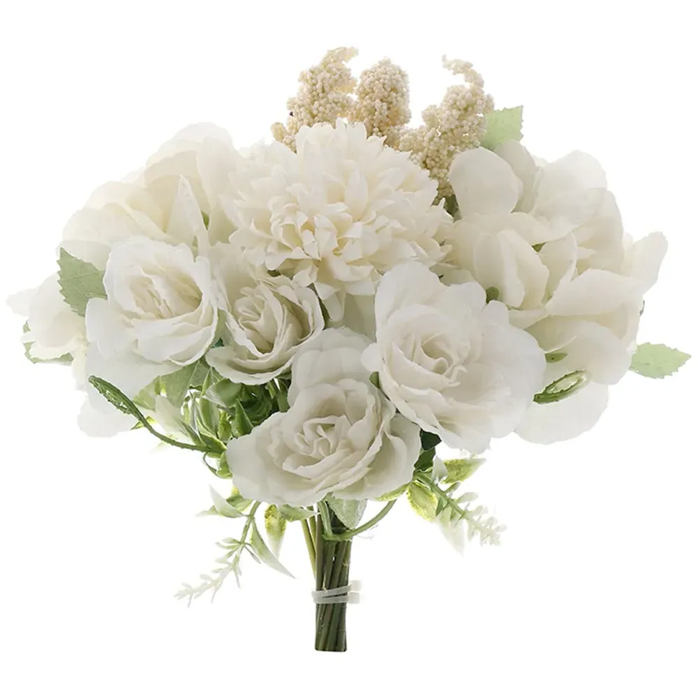 Artificial Mixed Flowers Bouquet 20cm - White image