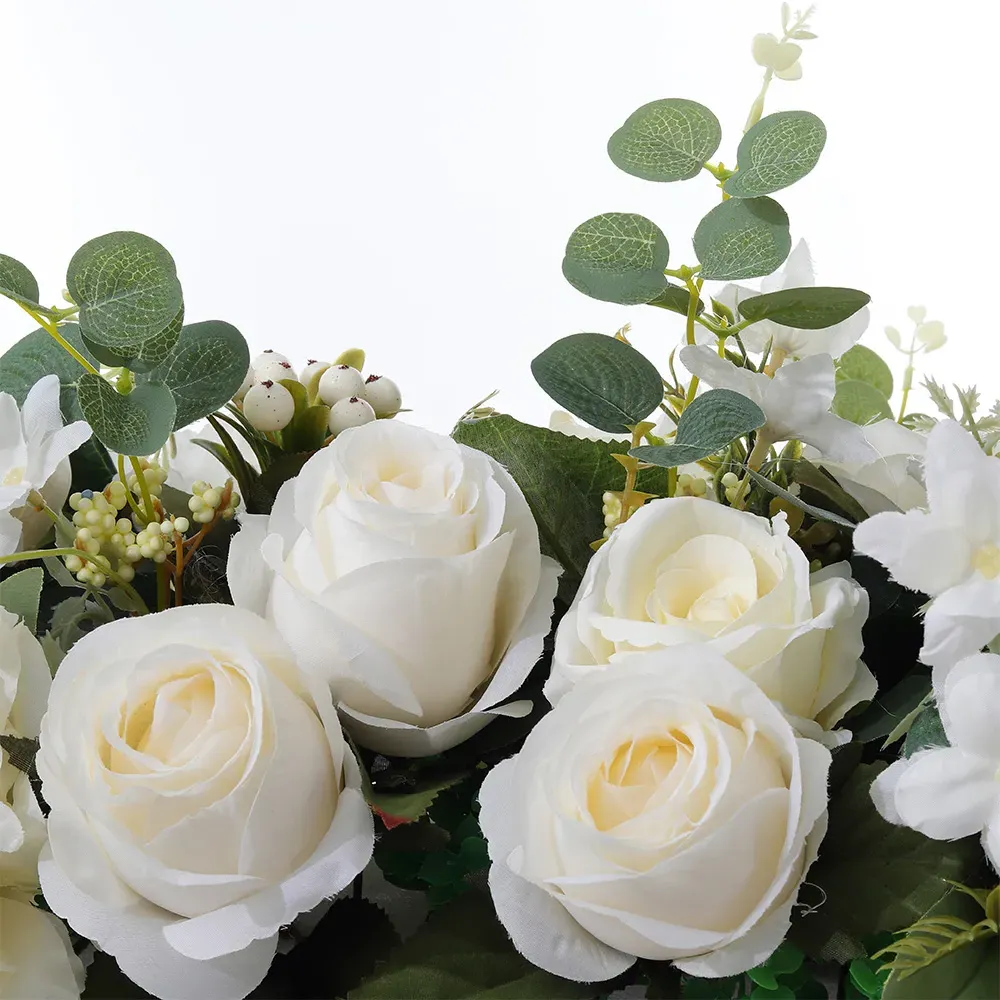 Artificial Peony Rose Garland - Green, White
