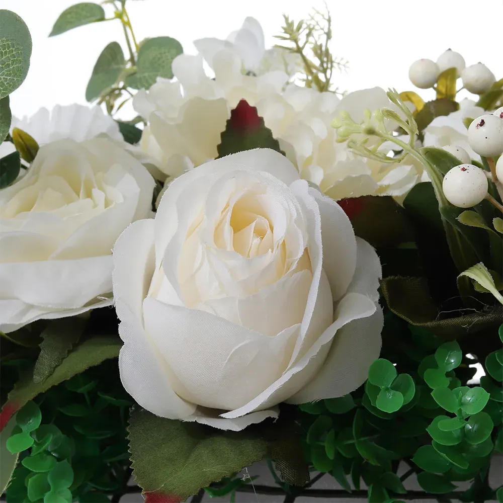 Artificial Peony Rose Garland - Green, White