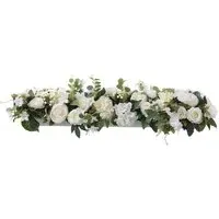 Artificial Peony Rose Garland - Green, White