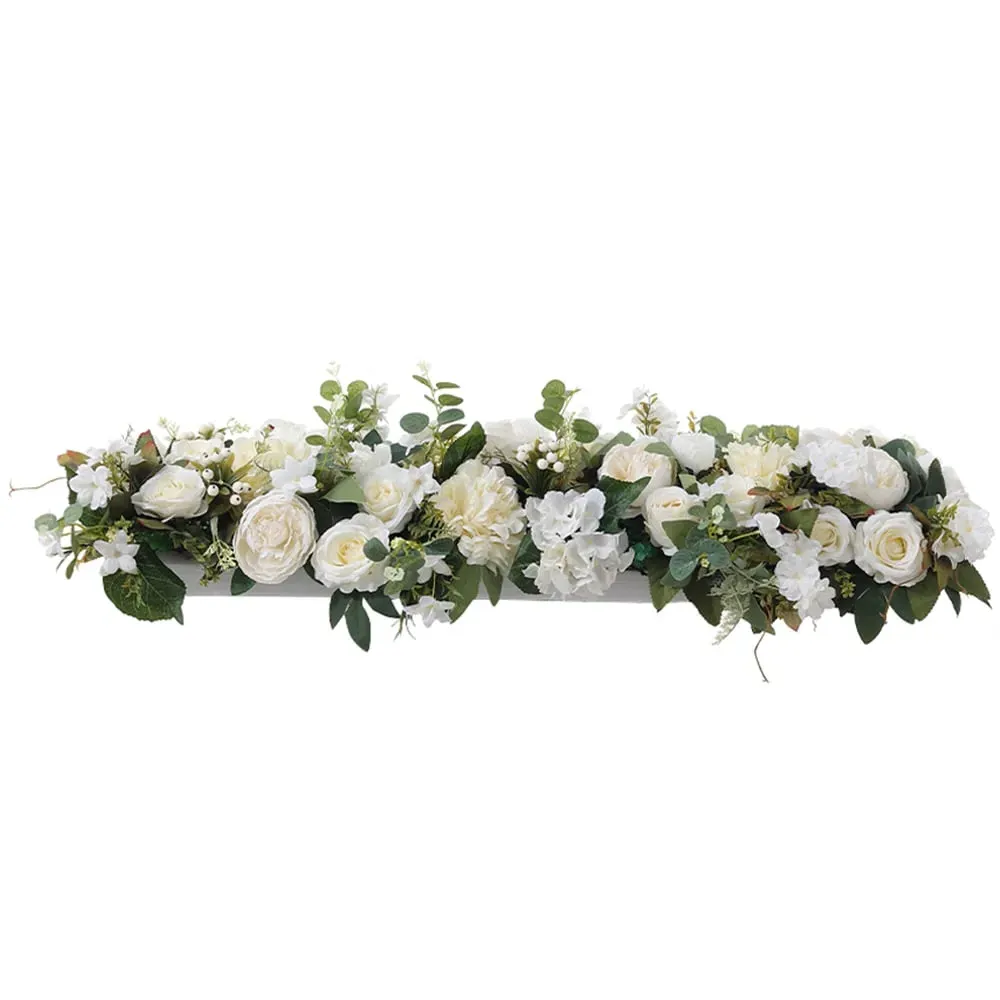 Artificial Peony Rose Garland - Green, White image