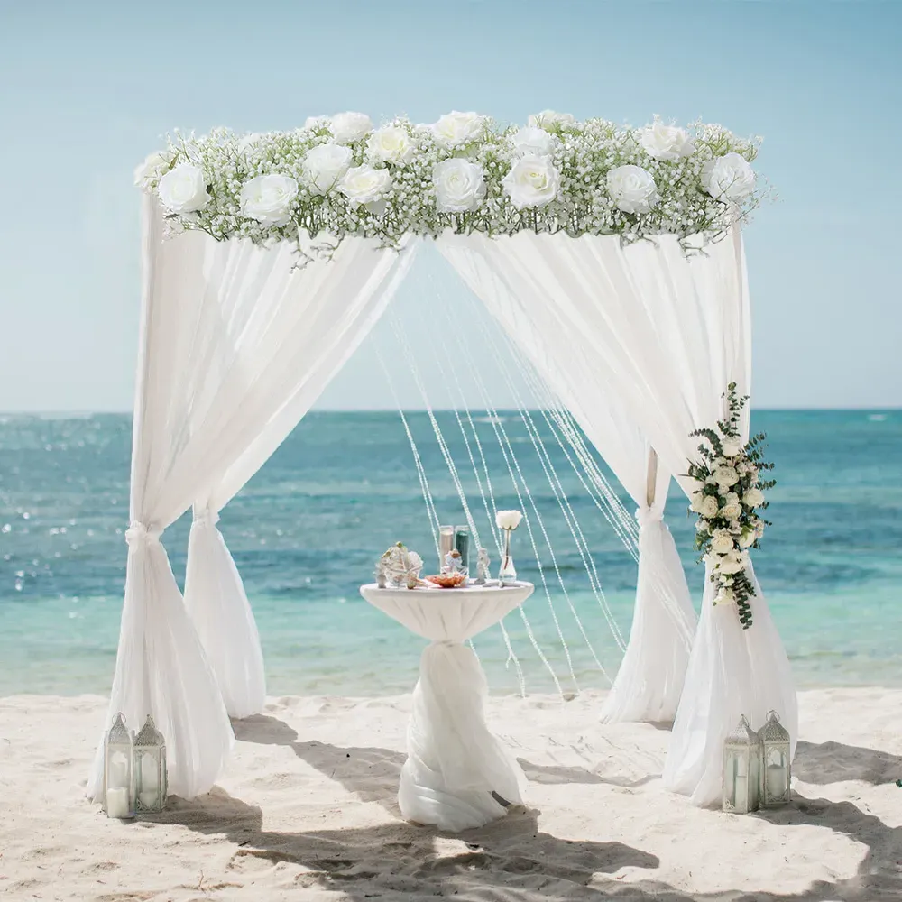 Artificial Rose Garland Row Decoration - White