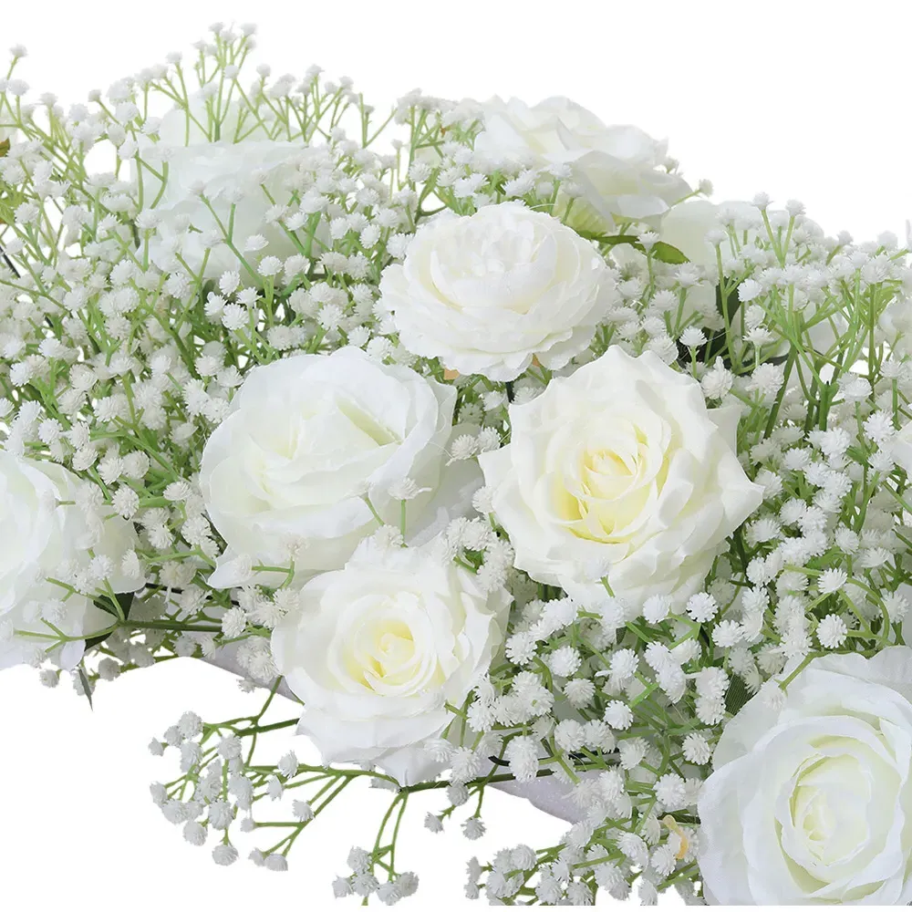 Artificial Rose Garland Row Decoration - White