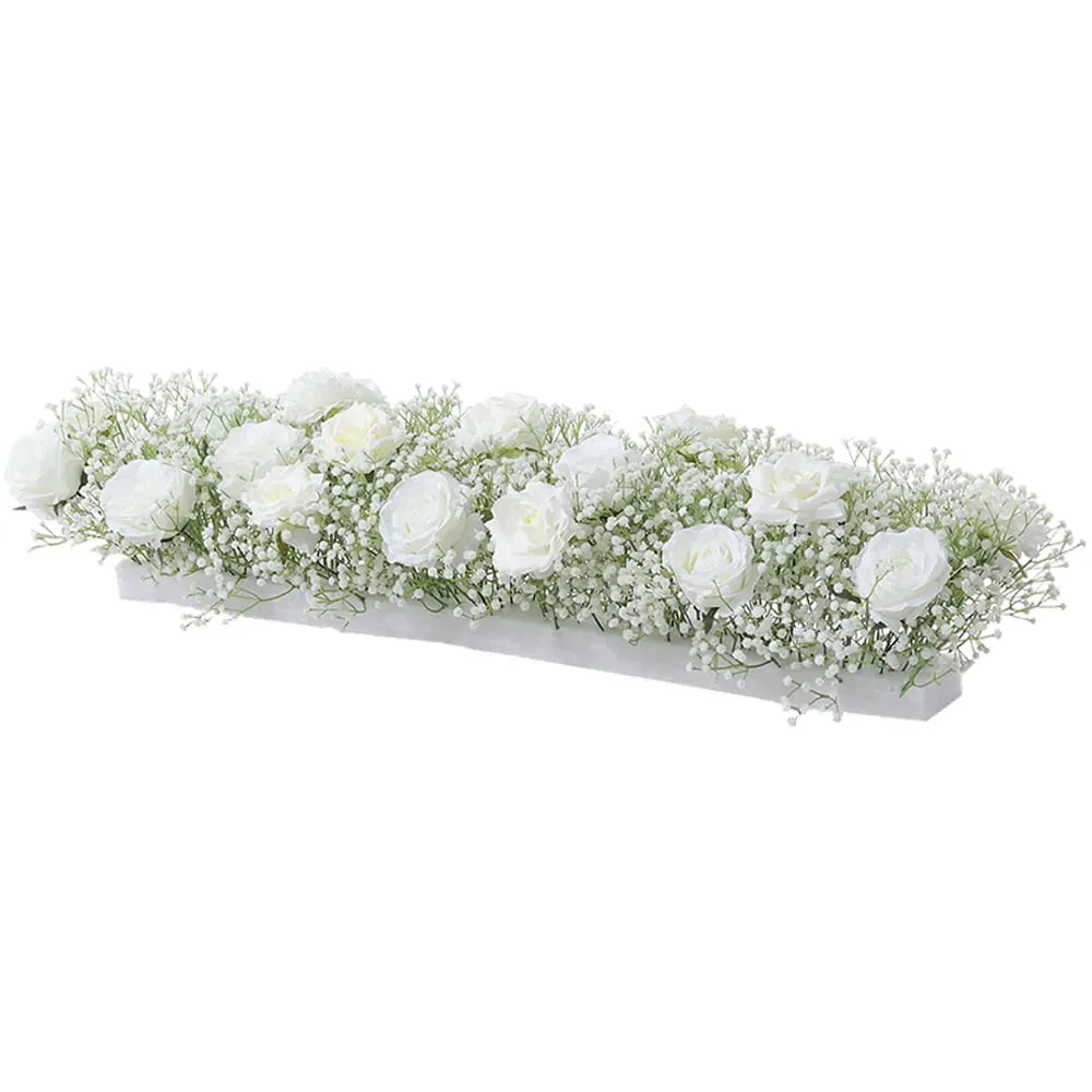 Artificial Rose Garland Row Decoration - White