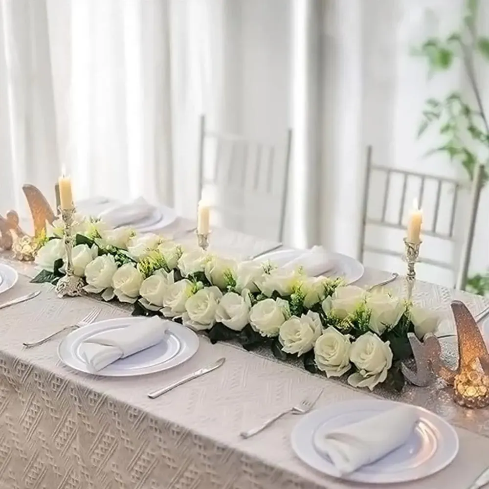 Artificial Rose Row Decoration - White