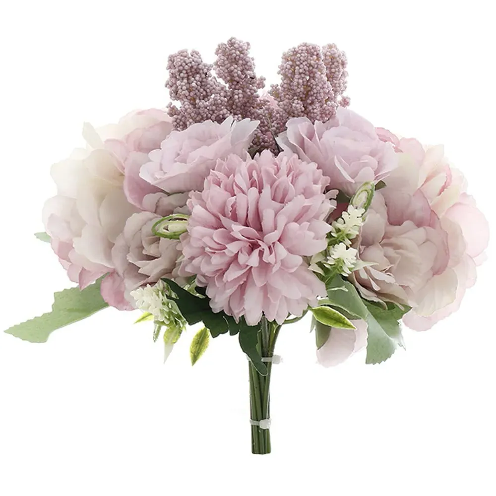 Artificial Silk Flower Bouquet for Decor - Purple image