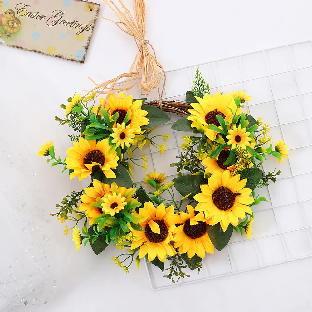 Artificial Sunflower Wreath - Yellow