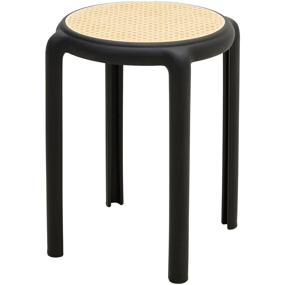 Backless Stacking Stool 6 Pack - Black, Plastic