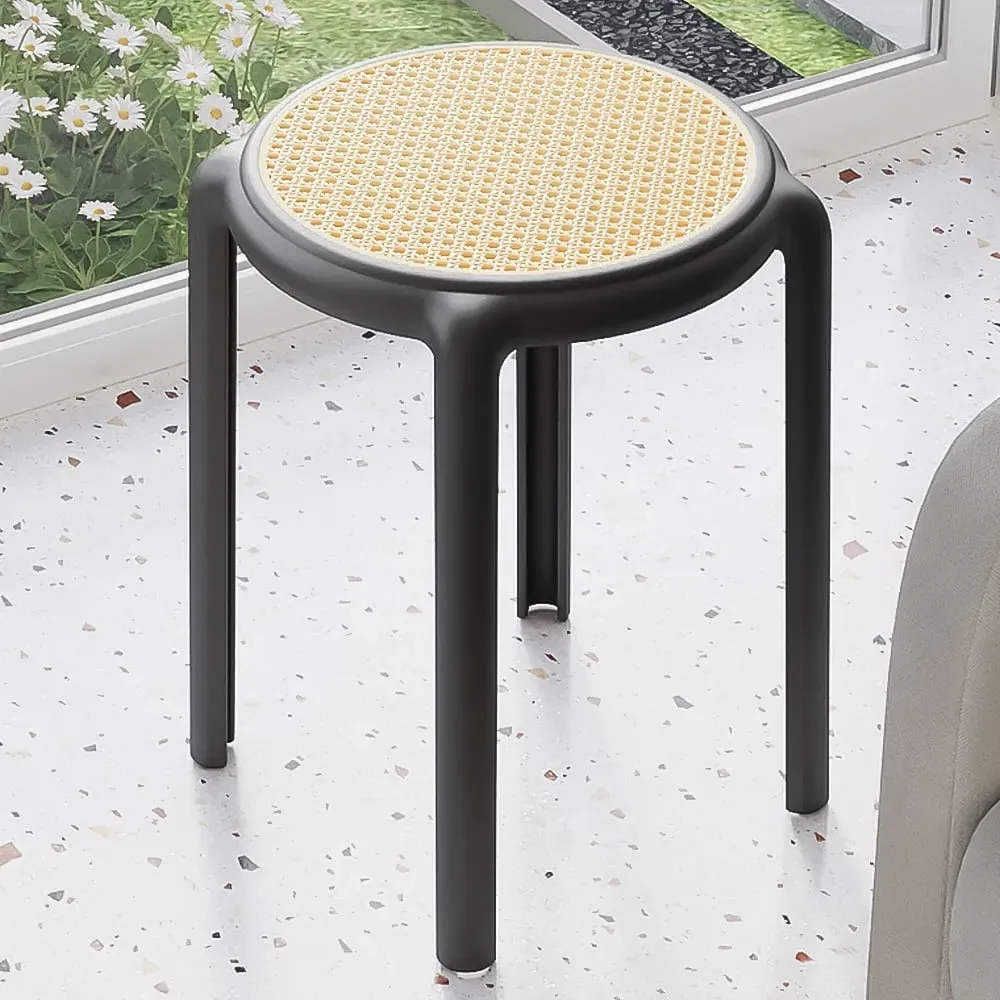 Backless Stacking Stool 6 Pack - Black, Plastic image