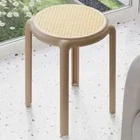 Backless Stacking Stool 6 Pack - Cream, Plastic