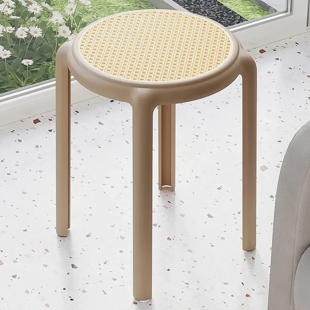 Backless Stacking Stool 6 Pack - Cream, Plastic
