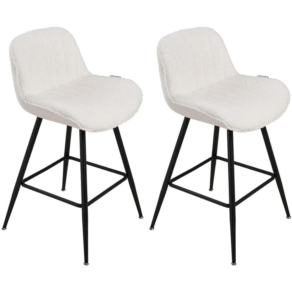 Bar Stools Set of 2 - White, Sherpa Fleece