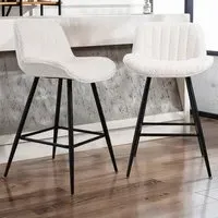 Bar Stools Set of 2 - White, Sherpa Fleece