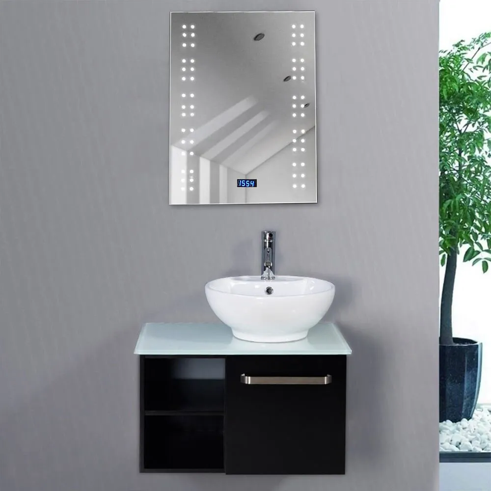 Bathroom Mirror with Sensor LED Light - White