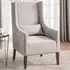 Burlap Studded High Back Armchair with Cushion - Grey
