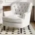 Button Back Linen Armchair - Cream