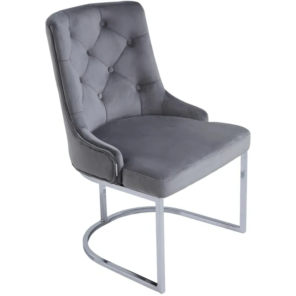 Button Tufted Armchair - Grey, Suede