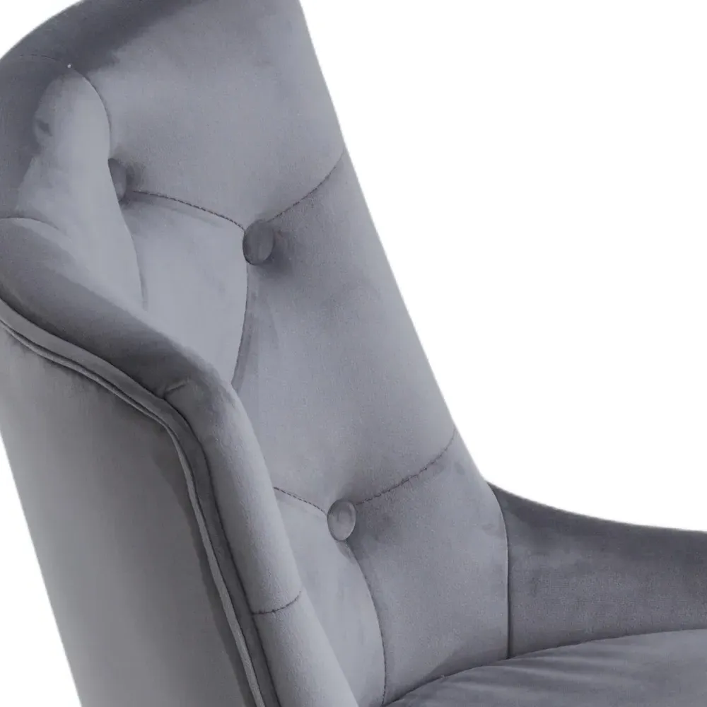 Button Tufted Armchair - Grey, Suede